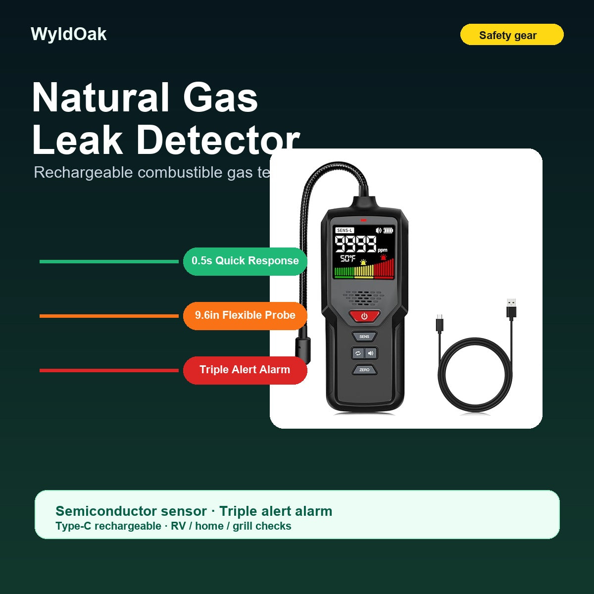 WyldOak natural gas leak detector product feature image