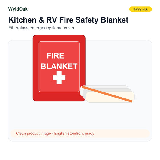 WyldOak Kitchen & RV Fire Safety Blanket - Fiberglass Emergency Flame Cover