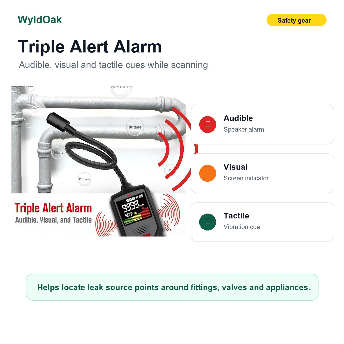 WyldOak natural gas leak detector product feature image
