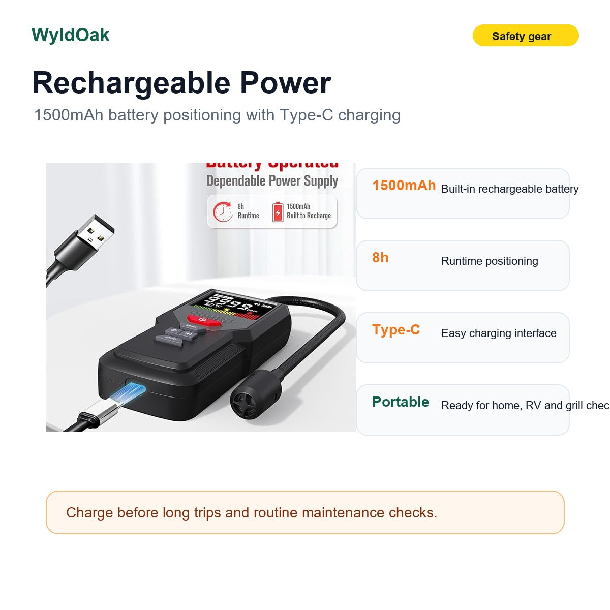 WyldOak natural gas leak detector product feature image
